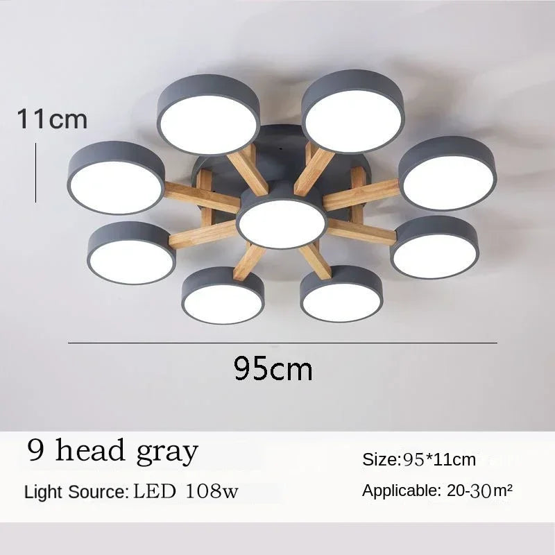 Nordic Creative Macaron Log LED Ceiling Light Bedroom Living Room Chandelie Modern Villa Restaurant Interior Lighting Decoration