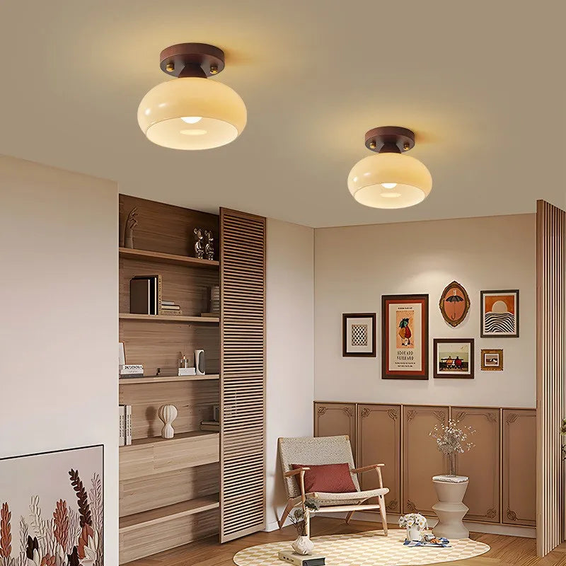 Home Lighting Walnut Copper LED Ceiling Light Corridor Living Room Light Interior Decoration Modern Ceiling Light Fixtures