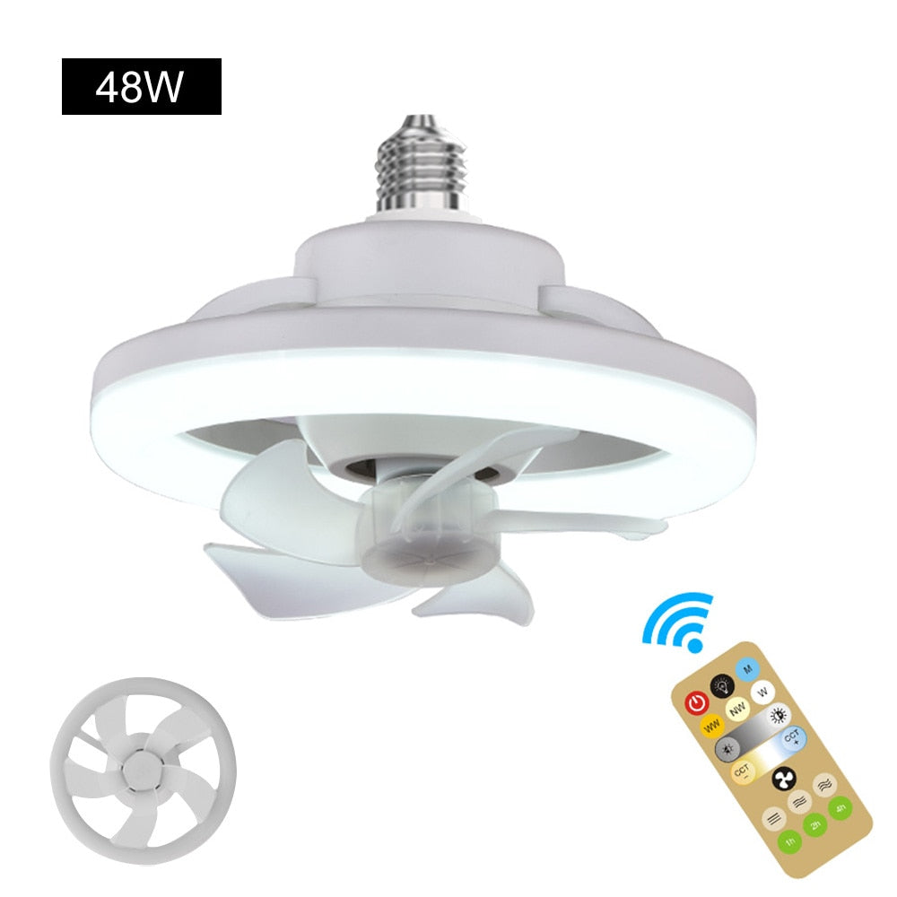 360 ° Swing Head Ceiling Fan Light E27 With Remote Control Adjustable LED Fan Light Living Room Ceiling Fan Chandelier 85V-265V