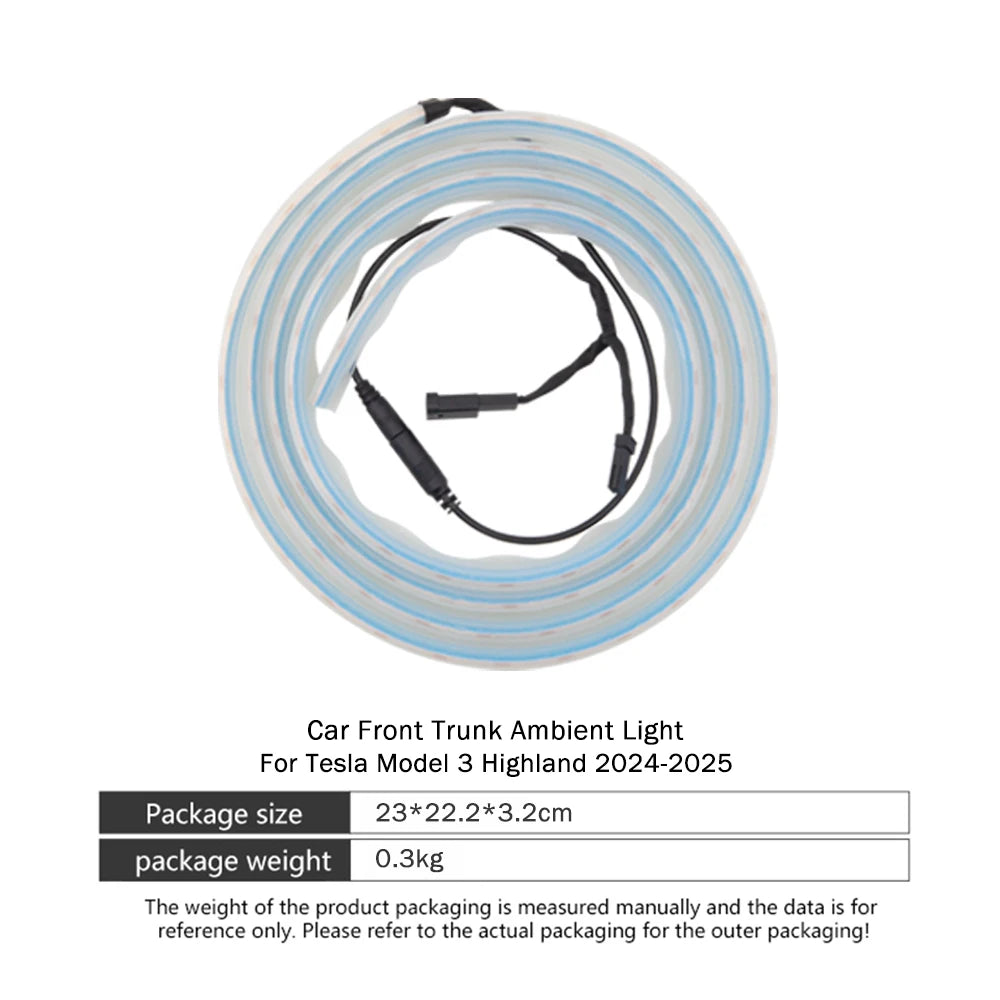 For Tesla Model Y Juniper Model 3 Highland 2025 Front Trunk Frunk LED Ambient Surround Light Flexible Silicone Strip Accessories