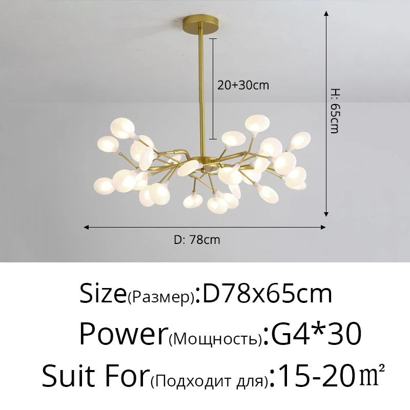 Creativity Firefly LED Chandelier Black Gold for Living Room Bedroom Hall Home Decor Indoor Lighting Minimalist Ceiling Pendant