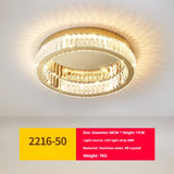 Modern Minimalist Round Ceiling Light Luxury Crystal Bedroom Lamp LED Flush Mount for Master Room