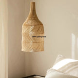 Wabi-sabi Wicker Japanese Zen Tea House Homestay Designer Living Room Bedroom Vintage Wicker Restaurant E27 Pendant Light