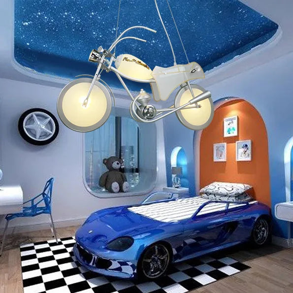 New design boys children's room gray motorcycle for Living Room Bedroom Hotel Decors LED Light shaping light