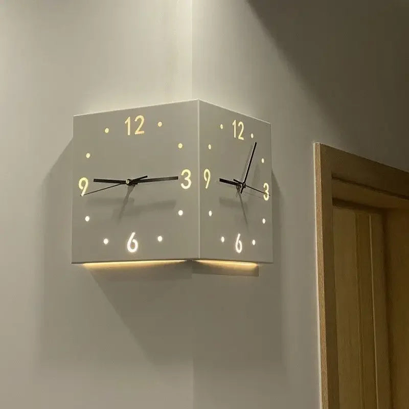 Home Decorative Corner Clock Wall Clock Living Room Creative Simple Modern Wall Clock Punch-free Fashion Sun Corner Clock