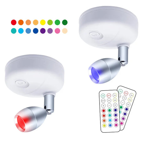  LED Cabinet Lights RGB 13 Colors Wireless Spotlights Remote Dimmable Wall Lamp For Room Art Showroom Hallway Lighting