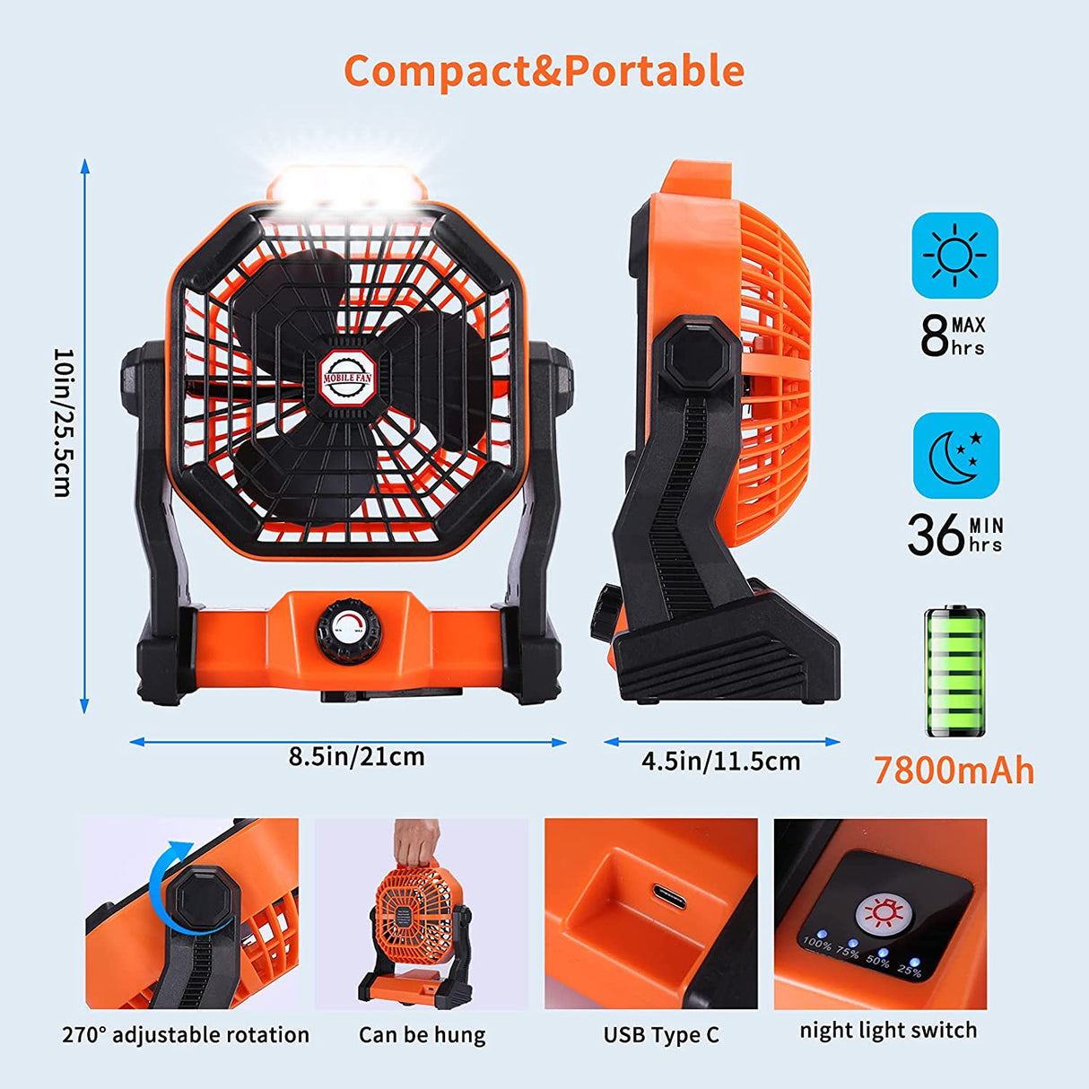 D2 USB Portable Rechargeable Adjustable Speed Lantern Camping Fishing Fan Flashlight With Led Lights For Tent Camping Supplies
