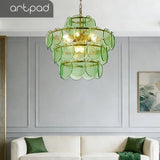 Round Glass Dining Table Lights for Bedroom Living Room French Modern LED Murano Glass Pendant Lights Bar Kitchen Restaurant