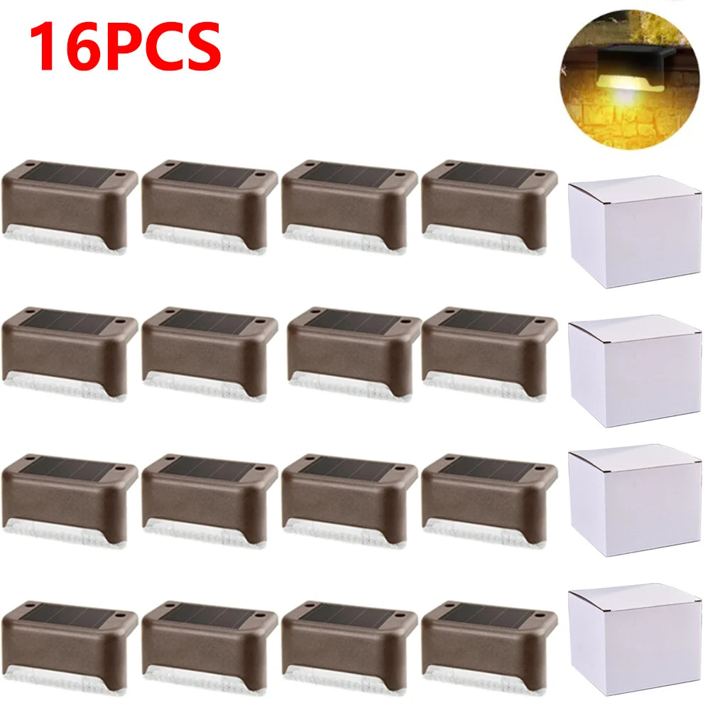 4/16 Pack Solar Step Lights Outdoor Motion Sensor - Waterproof Auto On/Off Stair Lamp