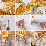 Modern Gold Crystal Chandelier, 5-Tier Raindrop Effect K9 Crystal Chandelier for Living Room/Dining Room/Bedroom