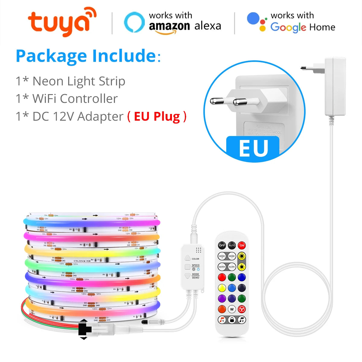 Tuya Smart Life 12V RGBIC COB LED Strip Light - WS2811 Addressable Ambient Tape
