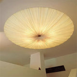 Wabi Sabi Led Fabric Ceiling Light Round Whtie Flying Saucer Chandelierfor Living Room Bedroom Restaurant Fabric Pendant Lamp