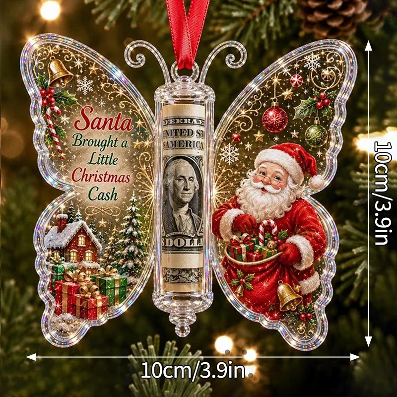 Money Storage Christmas Tree Hanging Ornament Clear Piggy Bank Christmas Decoration 2026 Cash Slot Hanging Pendant Navidad Decor