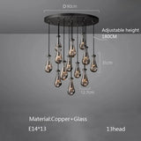 New Copper LED Pendant Light, Modern Lobby Waterdrop Glass Light, Home Decoration, Hotel Villa Glossy Staircase Ceiling  Lamps