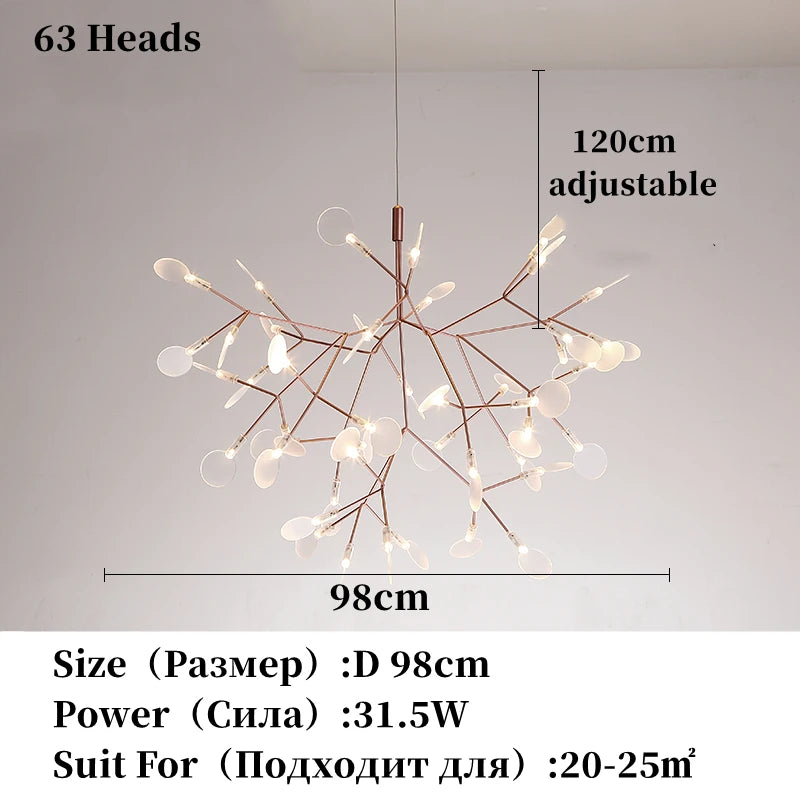 Nordic Chandelier Modern Luxury Living Room Kitchen Firefly Led Ceiling Pendant Lamp Indoor Creative Children&#39;s Room Ring Lights