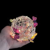 Outdoor Solar Metal Butterfly Pendant Light - Waterproof Hanging Weaving Mesh Ball