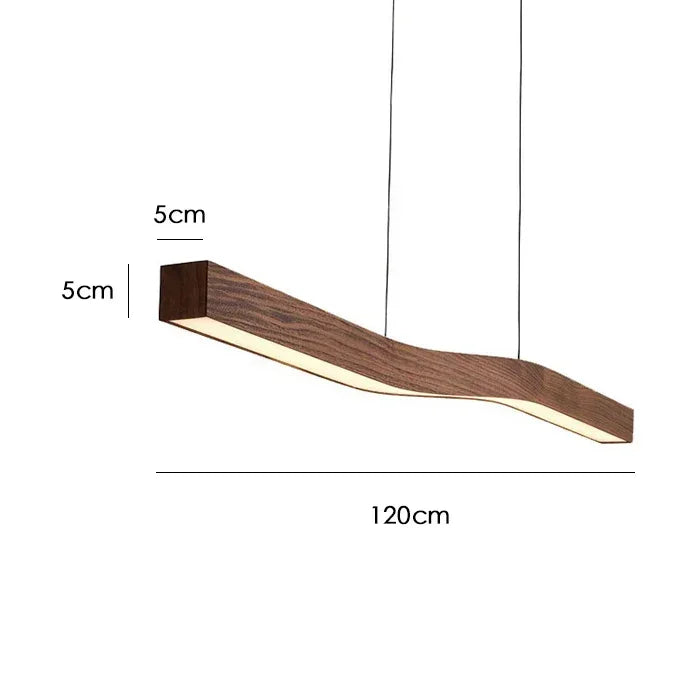 Japanese Pendant Light Black Walnut Fashion Home Design Nordic Long Strip Light Office Simple Wooden Dining Table Light