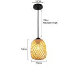 Bamboo Hand Weaving Pendant Lights 38cm Hanging LED Ceiling Lamp Chandelier Fixture Rattan Hand Craft Woven Home Bedroom Decor