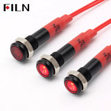 6mm mini 12v 24V LED Metal indicator light flat pilot light signal lamp red green blue orange white with 20cm cable