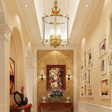 American Country Style Hanging Lamp Interior Lighting Fixtures Pendant Lights Bronze Glass Chandeliers For Living Dinner Room