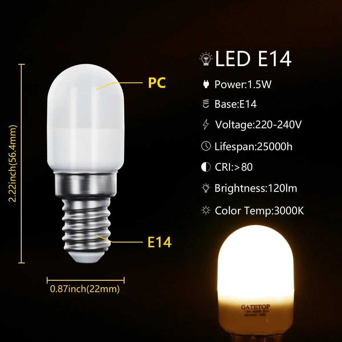 1–10 Pack E14 220V Mini LED Refrigerator & Cabinet Light Bulbs - Compact Night Light Spotlights