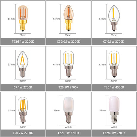 Led Candle Light Bulb E12 E14 Effect Dimmable Bulb C7 0.5W T22G 1W Home For Decors Lighting Ampoule Candle Bulb