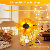 LED Crystal Sunflower Table Lamp - 3 Colors Dimmable Magic Cube Light