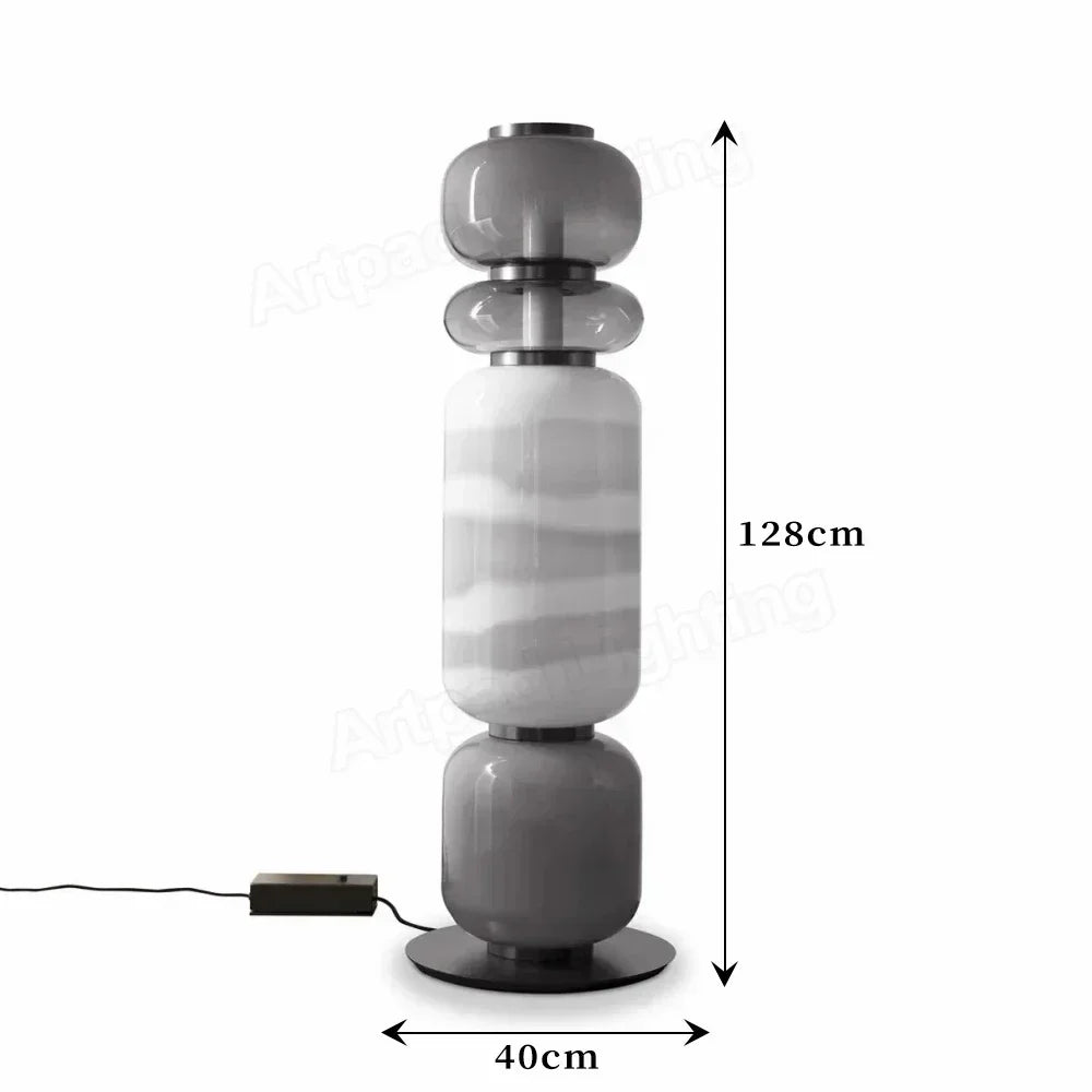 Nordic Designer Smoke White Glass LED Floor Lamp Bedroom Study Hotel Chandelier Living Room Sofa Atmosphere Art Decor Lighting