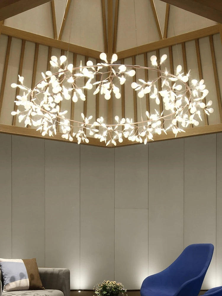 Nordic Chandelier Modern Luxury Living Room Kitchen Firefly Led Ceiling Pendant Lamp Indoor Creative Children&#39;s Room Ring Lights