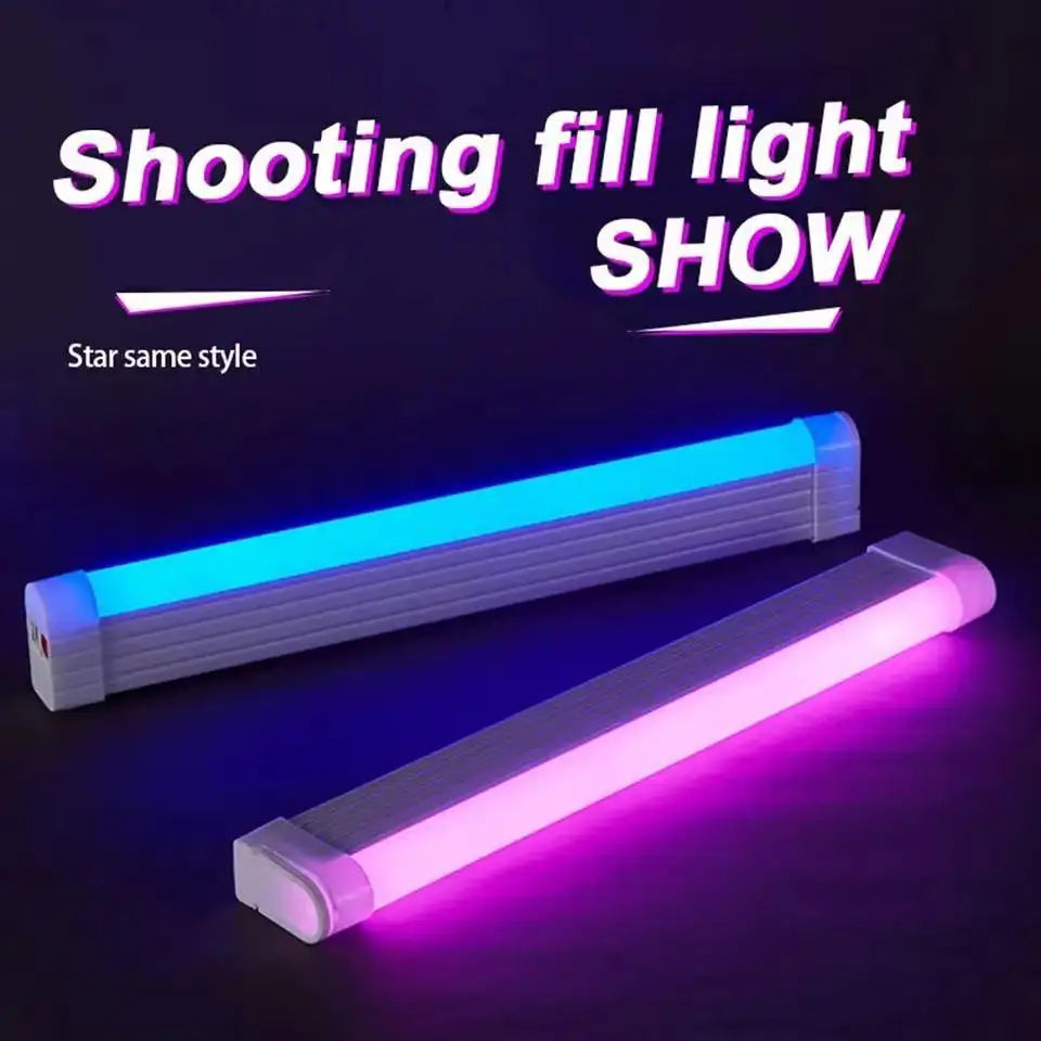 Portable Super Bright LED Tube USB Rechargeable Outdoor Camping Night Light Photography Fill Light with 3 Color Adjustable