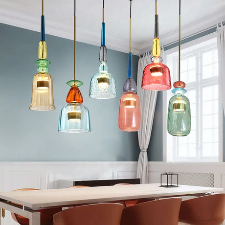 Nordic Pendant Lights modern Color Candy Bedroom Children's Room Single Head Glass Hanging Lamps Home Decors Fixtures Restaurant