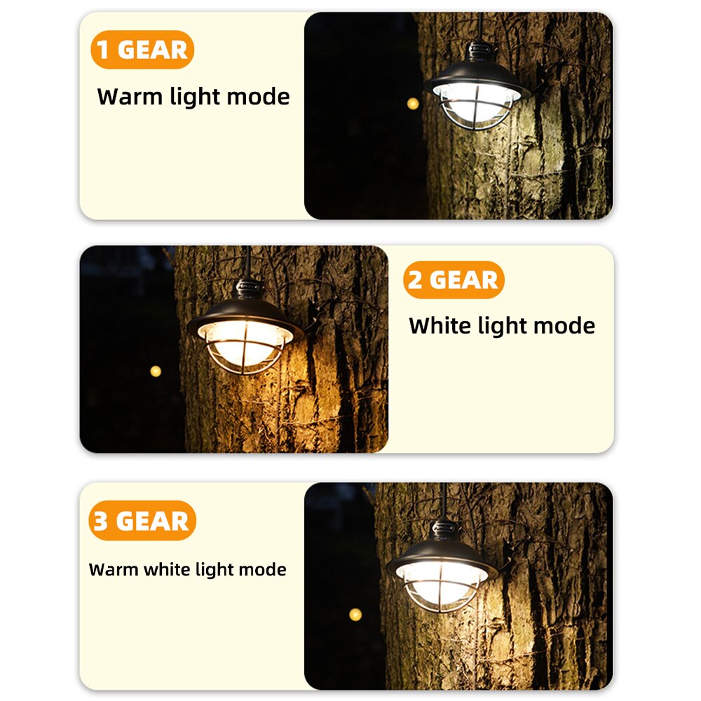 Outdoor Camping Tent Light Multifunctional Retro Hanging Horse Light Cob Emergency Portable Light USB Charging Light