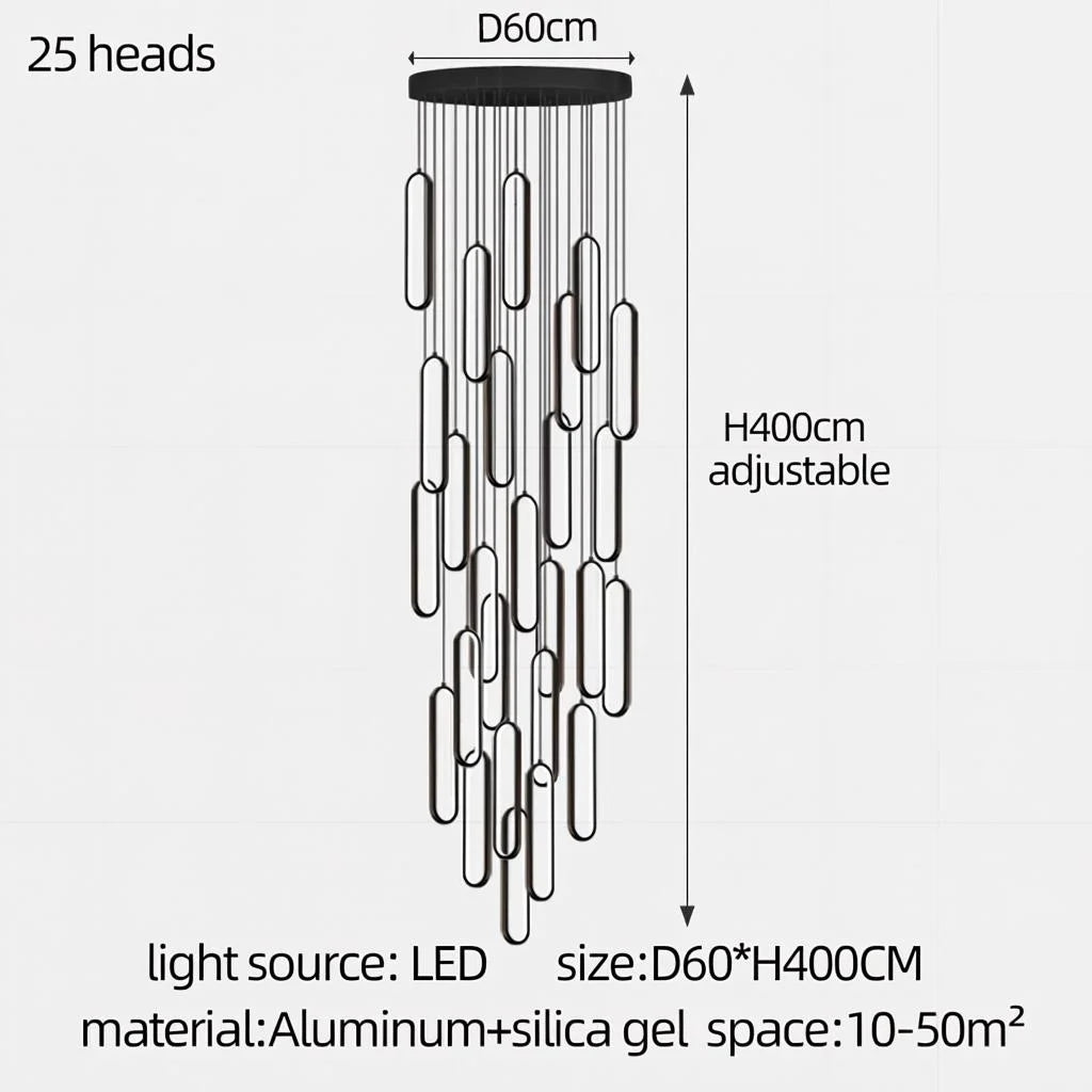Minimalist Staircase Chandelier Nordic Modern LED Pendant Light Ceiling Lamp Hanging light For Living Room Restaurant Villa Loft