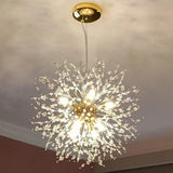 Modern Sputnik Firework Crystal Pendant Lighting 8-Light Gold Chandelier for Dining Room Living Room Bedroom Restaurant