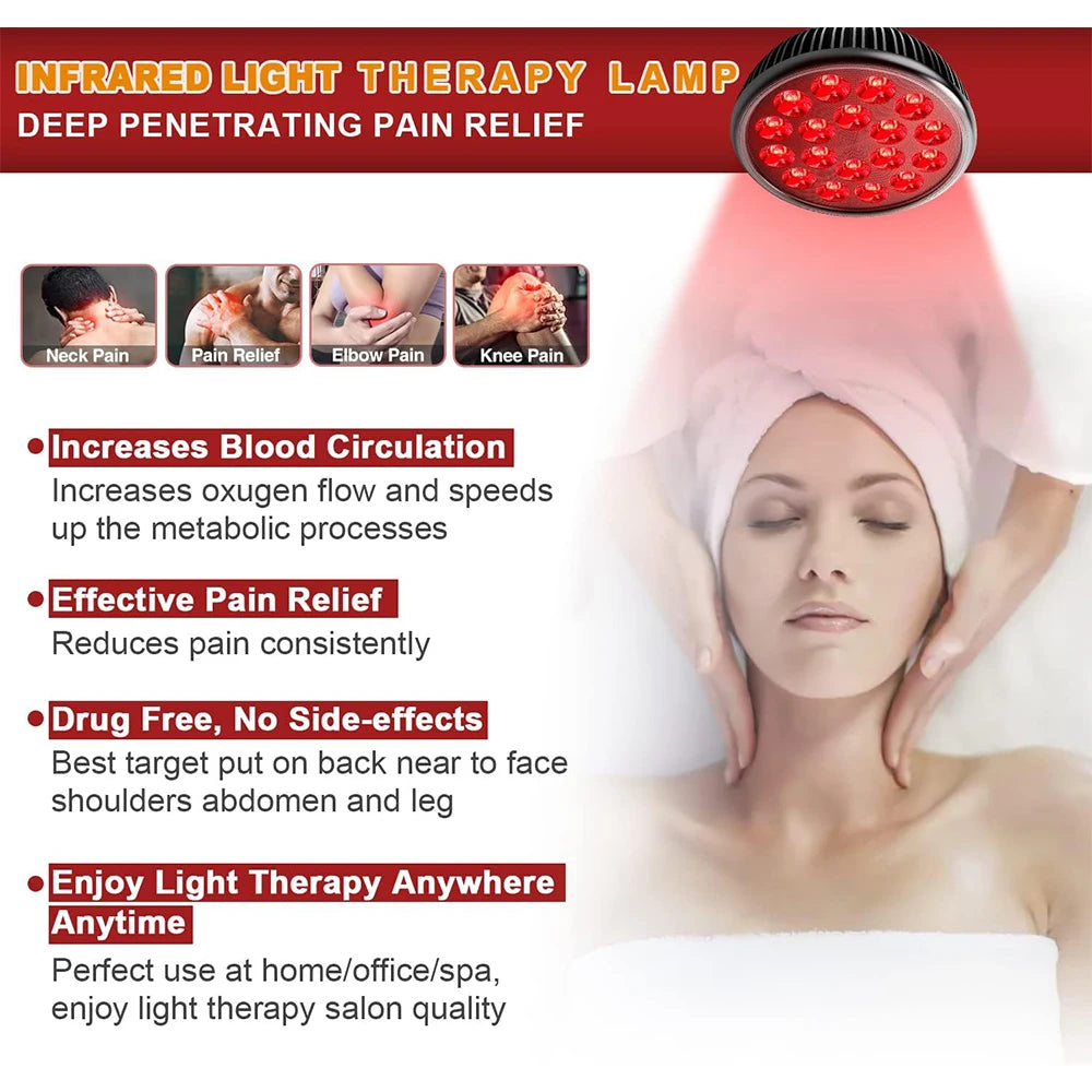 E27 LED Red 54W Light Therapy Lamp 660nm&amp;850nm Infrared Bulb with Floor Stand for Skin Care Pain Relief 360° Adjustable