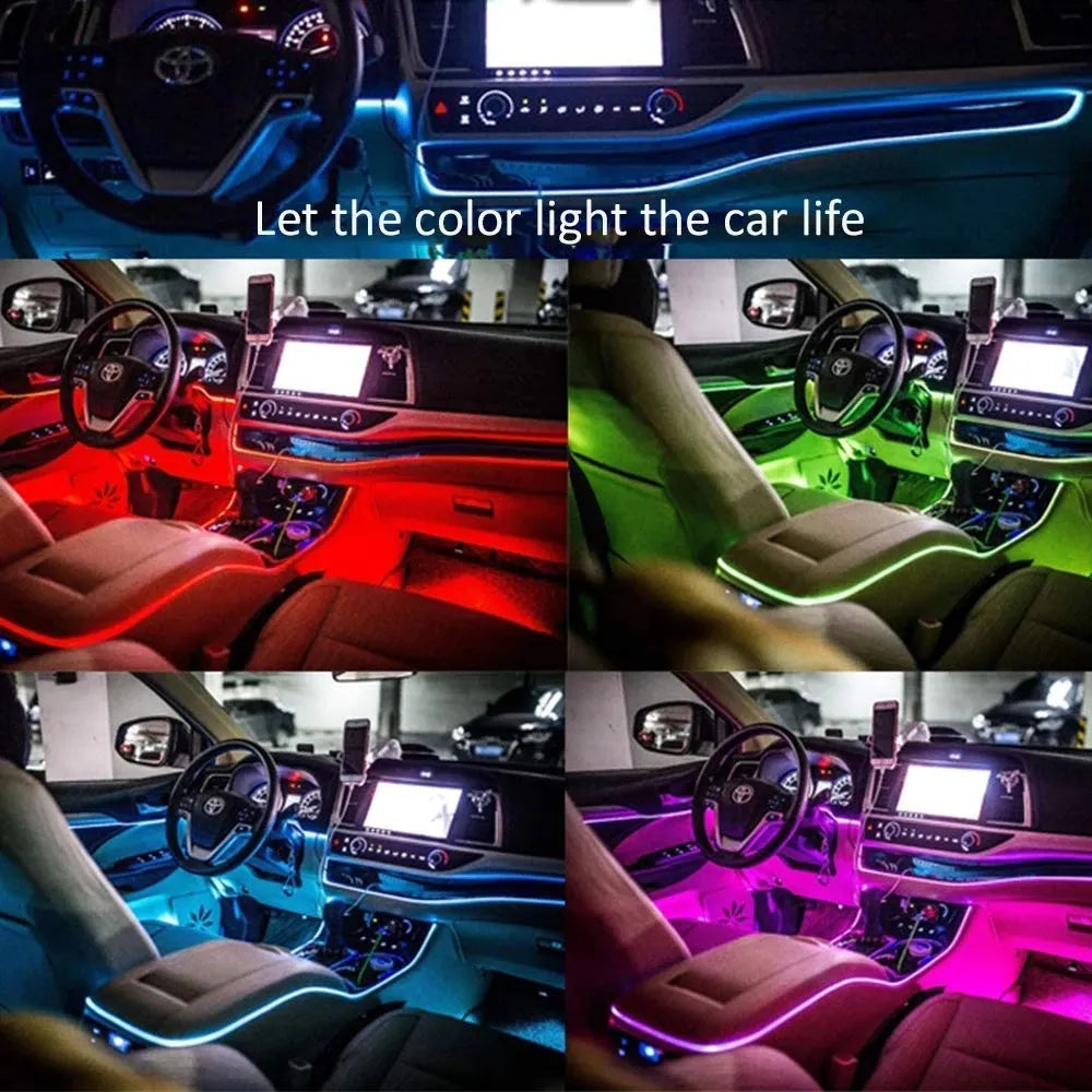the ambiance of your car&#39;s interior with a versatile LED strip light that radiates neon vibes