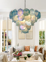 Blue Circle Glass Chandeliers Vintage Art American Classic Living Room Design Idea Home Deco Restaurant Hanging Lamps Lustre