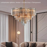 Modern Gold Silver Murano Glass Chandelier Dimmable 3-Color Adjustable Hanging Height Pendant Light Luster for Living Room 2026