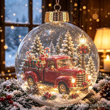 8cm LED Light Up Christmas Ball Ornament Santa Claus Snowman Glowing Plastic Bauble Xmas Tree Hanging Pendant Xmas Party  Decor