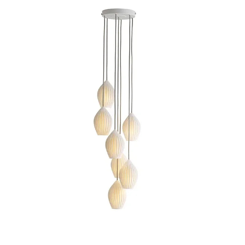 Nordic Modern Ceramic Lantern Energy-Saving LED Pendant Light - Creative Art Ceiling Chandelier Lamp Fixture for Restaurant, Dining Room & Home Decor
