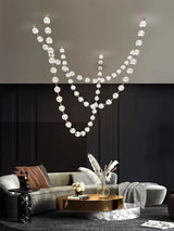 2026 Trendy Pearl Necklace Design LED Dimmable Chandelier Balls Staircase 6 m Long Suspension Luminaire Lampen For Living Room