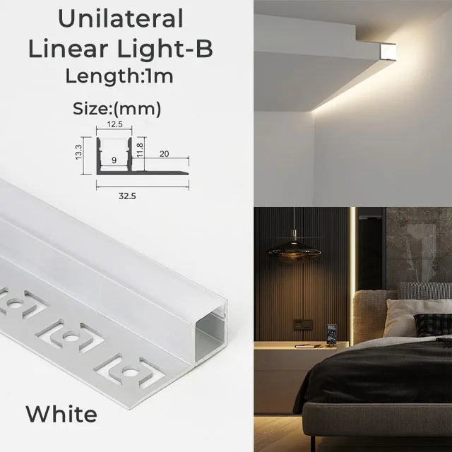 1M Recessed Led Aluminum Profile Channel Holder for Indoor Home Ceiling Wall Backlight Bar Linear Light Indirect Decors Lighting