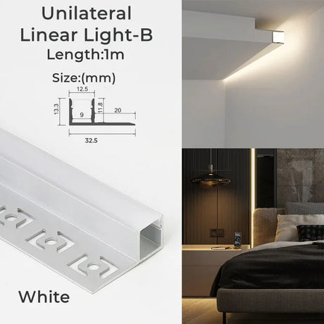 1M Recessed Led Aluminum Profile Channel Holder for Indoor Home Ceiling Wall Backlight Bar Linear Light Indirect Decors Lighting