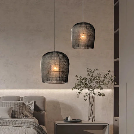 Modern Creative Led Pendant Lamp Handmade Rattan Bedside Dining Room Bar Chandelier Bedroom Bedside Lamp Hanging Light Fixture