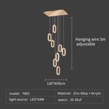 Modern Rings LED Chandeliers For Staircase Luxury Long Hanging pendant Lamps Gold Creative Indoor Attic Lighting Lustre Fixtures