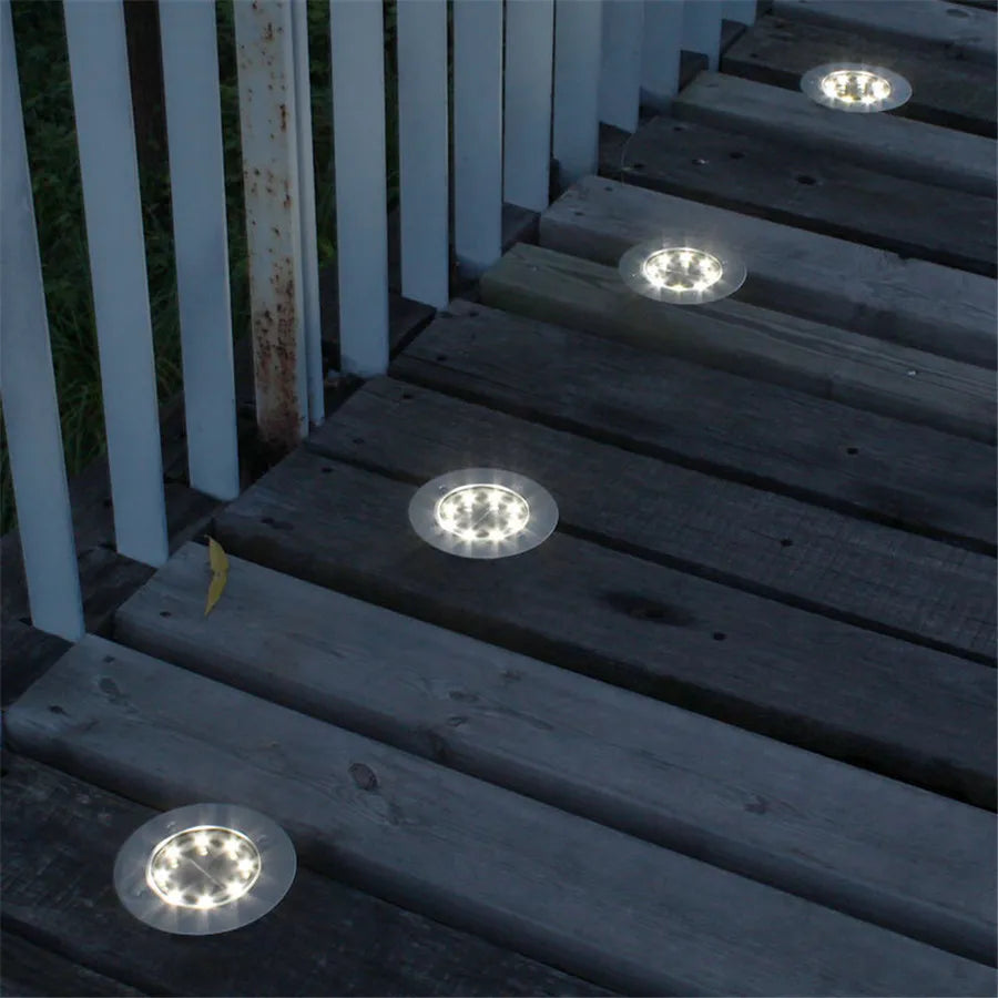 8 LED Outdoor Solar Underground Floor Buried Lamp Waterproof Landscape Garden Path Way Underground Decking Light