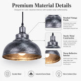 Industrial Metal Pendant Light (1-Pack / 2-Pack) - Retro Silver Hanging Chandelier Fixture for Kitchen, Bar, Cafe & Living Room