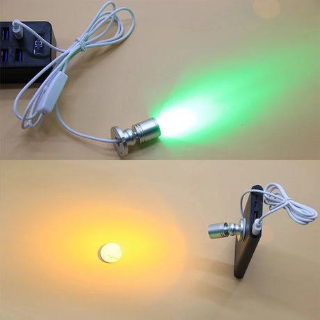 LED USB 5V 3W Led Spot Light Surface Mounted Cabinet Showcase Counter Jewelry Lamp Rotatable Angle Ceiling Mini Spotlight