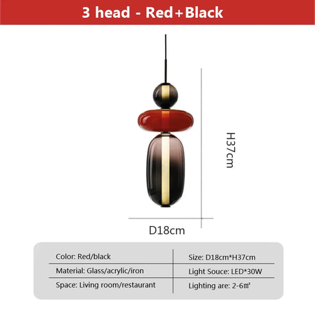 Nordic Creative Designer Art Style Colored Glass LED Pendent Lamp Restaurant Cafe's Exhibition Hall Home Decoration Light Fixture