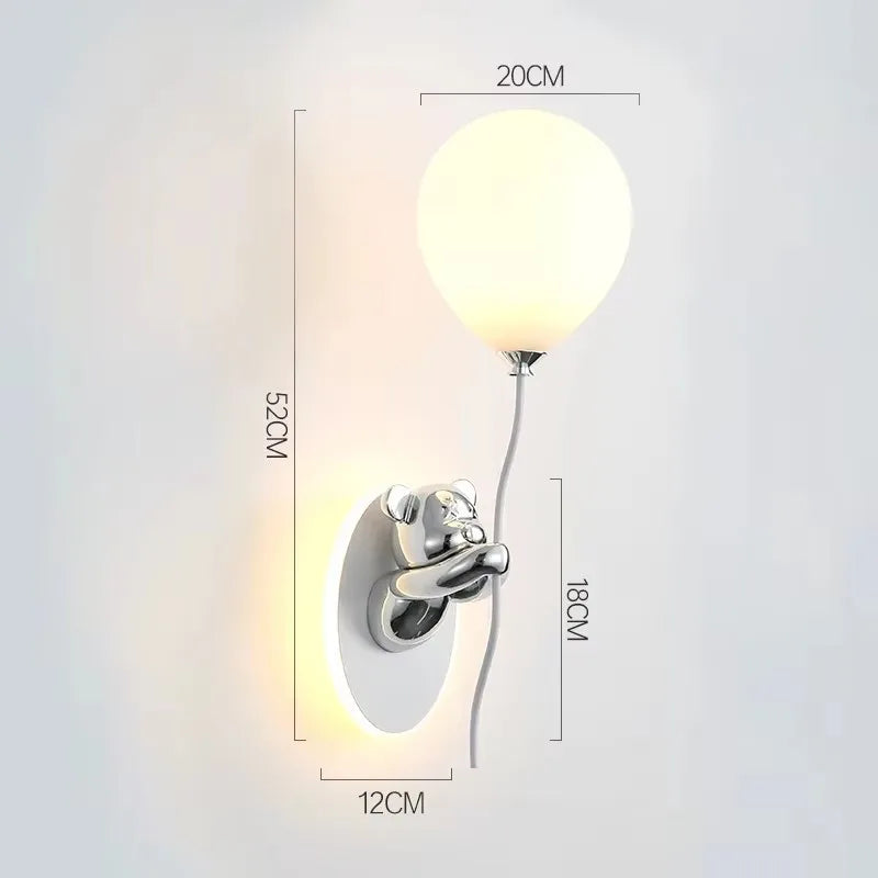 Creative Cartoon Balloon Wall Lamp - Pink & White Princess Room LED Light